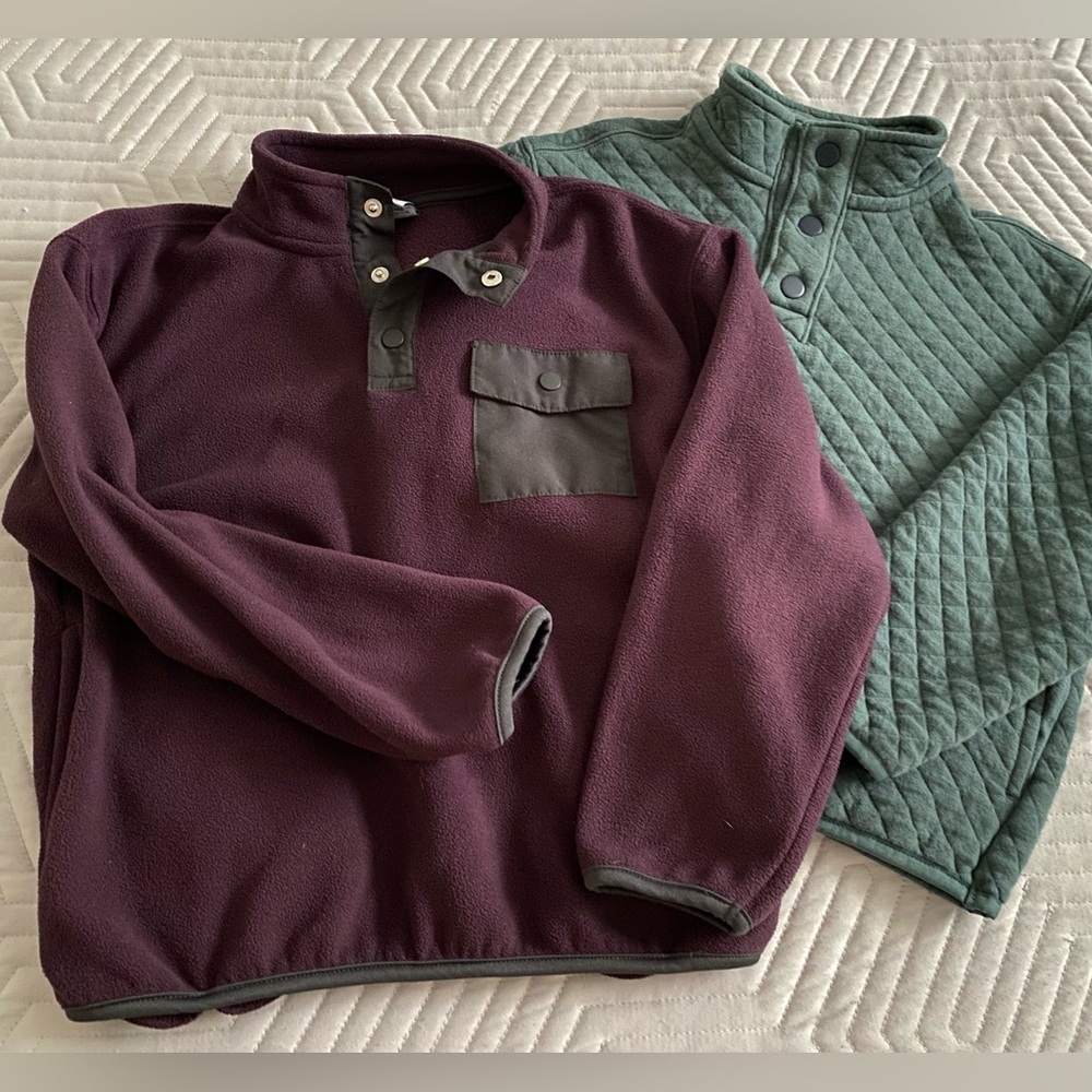 Two Old Navy Boys Size Small 1/4 Snap Fleece and Quilted Pullover